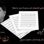 نت تصنیف دل بردی از من به یغما برای تار و سه تار 