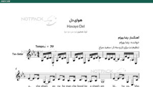 نت سه تار هوای دل از رضا بهرام