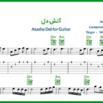 نت گیتار آتش دل از معین