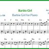 نت barbie girl دختر باربی از aqua برای پیانو