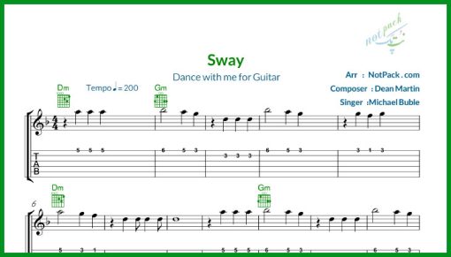 نت گیتار Sway از Michael Buble مایکل بوبله
