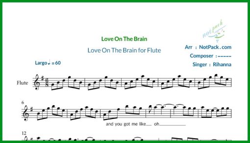 نت فلوت Love on the Brain از Rihanna