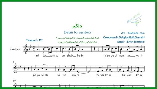 نت سنتور دلگیر از عرفان طهماسبی