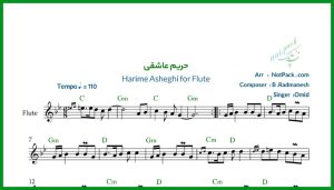 نت فلوت حریم عاشقی از امید