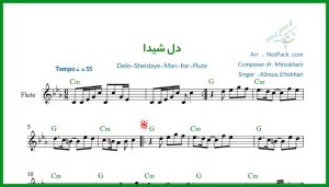 نت فلوت دل شیدای من علیرضا افتخاری
