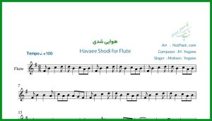 نت فلوت هوایی شدی از محسن یگانه