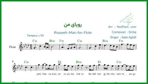 نت فلوت رویای من سالار عقیلی