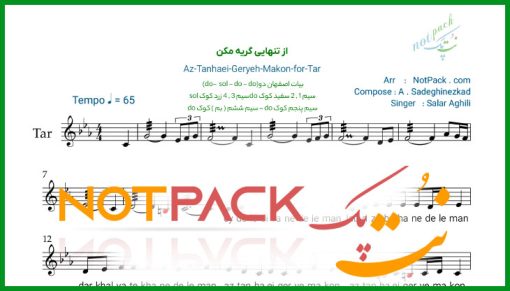 نت تار از تنهایی گریه مکن سالار عقیلی