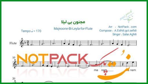 نت فلوت مجنون بی لیلا سالار عقیلی
