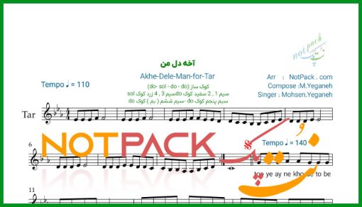 نت تار آخه دل من محسن یگانه