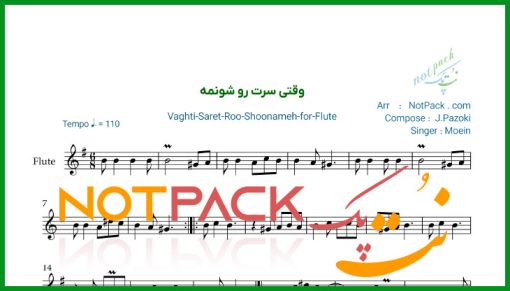 نت فلوت وقتی سرت رو شونمه معین