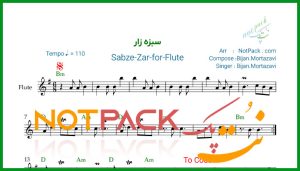 نت فلوت سبزه زار بیژن مرتضوی