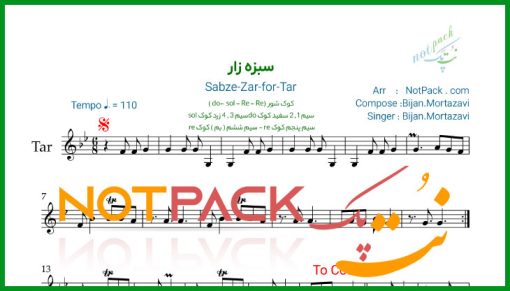 نت تار سبزه زار بیژن مرتضوی