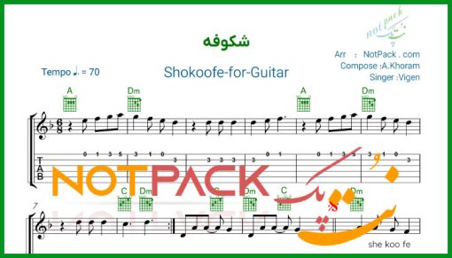 نت گیتار شکوفه ویگن