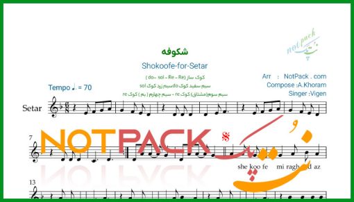 نت سه تار شکوفه ویگن