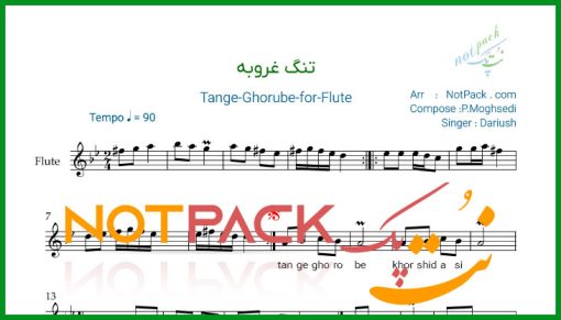 نت فلوت تنگ غروبه داریوش