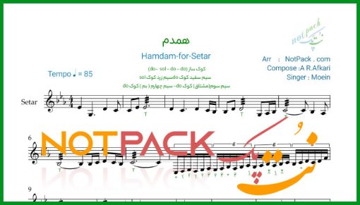 نت سه تار همدم از معین